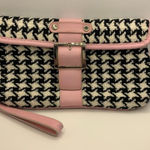 Sondra Roberts  9x5 Houndstooth Black, White and Pink Clutch Photo 0