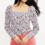 Loft Bloom Smocked Square Neck Top Long Sleeves Size Small NWTs Photo 0