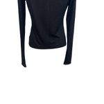 Reformation  Emery Knit Top Long Sleeve V-Neckline Sheer Black Size Medium Photo 7
