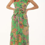 BANJANAN Eliza In Rose Garden Island Green Print Maxi Dress Small Photo 0