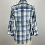 Super Dry Blue Plaid Snap Button Front Blouse XS Photo 4