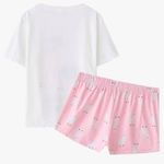 Women Short Sleeve Tee & Shorts Pajama Set Cute Alpaca Llama Sleepwear Small Multi Photo 1