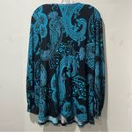 Bob Mackie Vintage wearable art wrap shirt y2k Black Blue Beaded V Neck Long L Photo 8