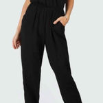 SheIn Surplice Halter Top Jogger Leg Jumpsuit Black Small Photo 0