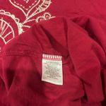 Johnny Was  Red Embroidered T-Shirt Women’s Medium Boho White Floral Stitching Photo 3