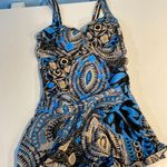 1 piece blue design swimsuit with connected swim shorts Yellow Size M Photo 0