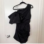 Revolve Redemption One Shoulder Mini Dress in Popeline Black Sz S Photo 4