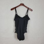 Aqua Green Womens One Piece Swimsuit Medium Black Ruffled Photo 8