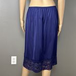 Vanity Fair Vintage  Half Slip Skirt Size XL Dark Blue Wide Lace One Slit 11752 Photo 3