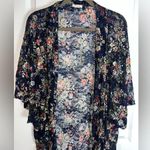 Pinky Navy Blue Lace Floral Print Stretchy Flare WaterfallCardigan Size One Size Photo 5