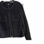 J. McLaughlin  Fanning Jacket Womens L Black Braided Trim Pockets Preppy Classic Photo 7