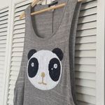 Cozy Casual Embellished Sequin Panda Heather Grey Muscle Tank S Small Photo 2