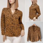 Who What Wear Animal Print Button Down Shirt Top Size S Photo 4