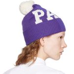 Palm Angels Purple & White Pom-Pon Beanie Hat - Italy - NWT Photo 3