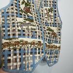 Vintage Linen Cotton Blend Open Woven Vest Safari Animals Size Medium India Photo 2