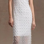 Anthropologie NWT Audrey Adele Pearl Overlay Sleeveless White Midi Dress 18 Plus Photo 0