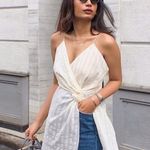 ZARA Cream Striped Sleeveless V Neck Knot Cami Sheath Tunic Top Dress Size S Photo 2