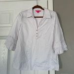 Lilly Pulitzer  100% cotton collar frill sleeves white top Photo 0
