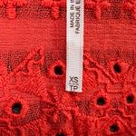 Free People Parisian Nights Top XS Red Orange Ribbed Eyelet Bell Sleeve Bohemian Photo 10
