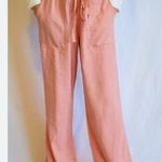Just living | Linen-look Cotton Blend Wide Leg Pull On Pants Coral Pink | Medium Photo 0
