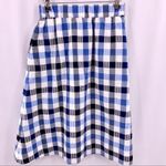 1901  blue plaid seersucker stretch cotton skirt XS NWT Photo 2