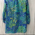 Lilly Pulitzer Lilly’s Lagoon Tunic Shirt Dress XS Blue Green 100% Cotton Pocket Photo 3
