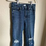 Good American  Good Straight Leg Jeans Sz 25 Distressed‎ Indigo Blue Ankle Photo 4