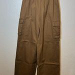 Pretty Little Thing Brown Wide Leg Cargo Pants Elastic waist Size 4 Photo 0