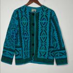 The Territory Ahead Vintage Quilted Cotton Jacket Blue Green Sz M Artsy Boho Photo 0