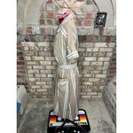 shirt dress 1950s striped pockets tan white patch pockets Size 10 Photo 8