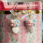 Pastel Heart and Bow Earrings Pink Photo 2