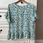 Red Lolly  Blue Blouse with Ruffled Bottom. Size Small. EUC Photo 0