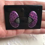 Vintage 80s New Old Stock Purple Mod Dot Earrings Purple Photo 4