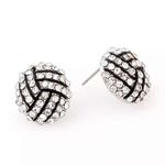 Volleyball Sports Stud Earrings - Rhinestone Crystal Bling, Athletic Fashion Photo 0