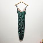 Lovers And Friends Ramona Ruched V Neck Jade Green Metallic Holographic Dress S Photo 3
