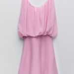 ZARA  CONTRASTING KNIT MINI DRESS V-Neck & Spaghetti Straps Lilac Purple M NEW. Photo 2