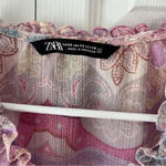 ZARA  PAISLEY BLOUSE RUFFLE TOP PATCHWORK TIE FRONT CROP SHIRT BOHO FESTIVALS XS Photo 3