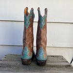 Old Gringo  weathered tan and Robbins egg blue overlay point toe cowgirl boots 7B Photo 5