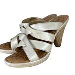 Born Cream Leather Strappy Wood Stacked Chunky Heel Sandals Heels Size 8 Photo 0