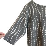 ZARA Women Sweater M Gray White Abstract Stripe Tunic 3/4 Sleeve Stretch Cozy Photo 3