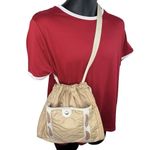 VTG 70s Retro Fall Leaves Tan Nylon Shoulder Bag Canvas Strap Women’s Medium Bag Photo 1