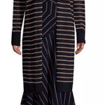 Lafayette 148 Silk Blend Long‎ Sleeve Navy Blue Striped Mid Length Cardigan Sz L Size L Photo 0