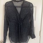 EXPRESS Floral Blue and Black Sheer Women's Top by Size XS Photo 4