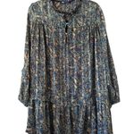 ZARA  Baby Doll Mini Boho Dress metallic accents festival L paisley Wimsigoth Photo 0