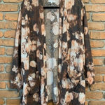 Maurice's Brown Floral Long Sleeve Open Front Cardigan Sweater - Size XXL Photo 0