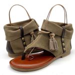 MIA Natasha Tan Stone Suede Boho Thong Ankle Wrap Tassel Sandal Women’s Size 7 Photo 14