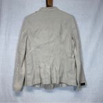 Lafayette 148  Linen Blend Cream Faux Leather Trim Long Sleeve Blazer Jacket‎ 10 Photo 4