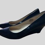 Nine West Womens Black Leather Upper Pumps Wedge Heel Shoes Size 8 Photo 0