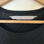 Athleta Merino Wool Blend Honeycomb Knit Pullover Sweater Minimalist Black Small Photo 4