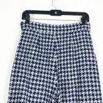 ZARA Houndstooth Buttoned Culottes Pants Size Small Blue Wide Leg Trousers Photo 9
